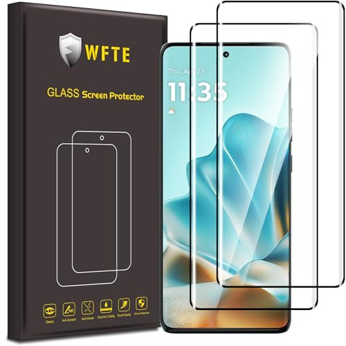 WFTE [Lot de 2 Verre Trempé pour Motorola Moto Edge 60 Fusion/Edge 60 / Edge 60s / 60 Pro, 3D Couverture Complète Film de Protection D'écran avec Haute Transparence à 99%(Noir)