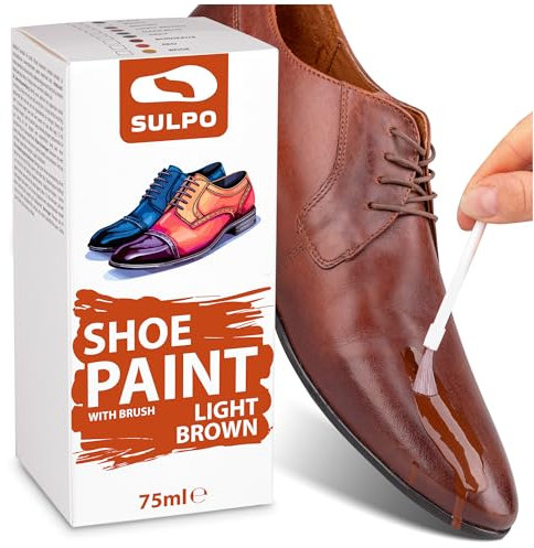 SULPO Teinture pour chaussures, marron clair, 75 ml, idéale pour l'entretien du cuir grainé, entretien efficace du cuir pour chaussures, sacs et accessoires