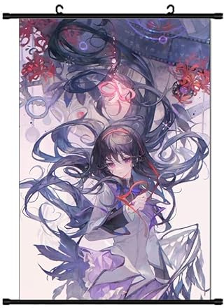 DEXSHUN Anime Poster Kaname Madoka/Akemi Homura Gemälde anhänger 40x60 cm, Anime-Rollbild, Hängendes Gemälde, Anime Figur Videospiel Scroll, Stoff Poster für Wanddekoration