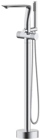 Mitigeur Baignoire Ilot Sur Pied à Double Poignée Monotrou Robinet de Baignoire avec Douchette,Chromé