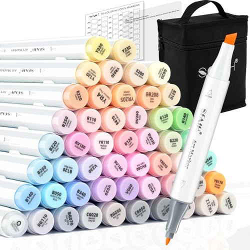 SFAIH Art Pastel Alcohol Markers Chisel & Fine Tip - 51 Dreamy Colors