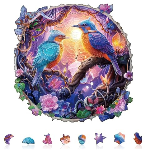 Holzpuzzle Erwachsene Dämmerung Plumage - 300 Teile Holzpuzzle Geschenkbox, Wanddekoration (Erwachsene/Kinder)