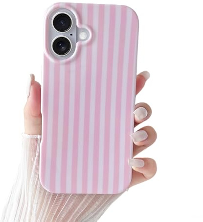 SmoBea for iPhone 17 Case Cute Striped Phone Case Soft TPU Slim Shockproof Phone Cover for Women Girls Beautiful and Stylish, Pink