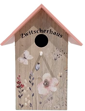 Nistkasten, versch. Ausführungen, 22 x 12 x 16 cm, aus Holz (Rosa Dach, 22 x 12 x 16 cm)