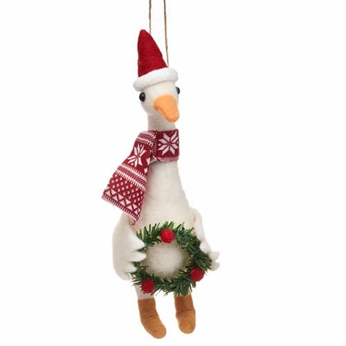 POMMERNTRAUM ® | Christbaumhänger Baumhänger Baumdekoration Weihnachtsdekoration Weihnachtsgans Filzgans Dekofigur Dekogans (Greta)