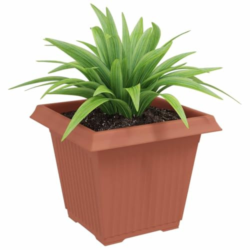 vidaXL Pot de Fleurs Carré 24 pcs Rouge Brique 38 x 38 x 30 cm, Balcon, Carré, Moderne, Durable, Léger, Solutions idéales pour Votre Espace extérieur, Options Personnalisables et polyvalentes