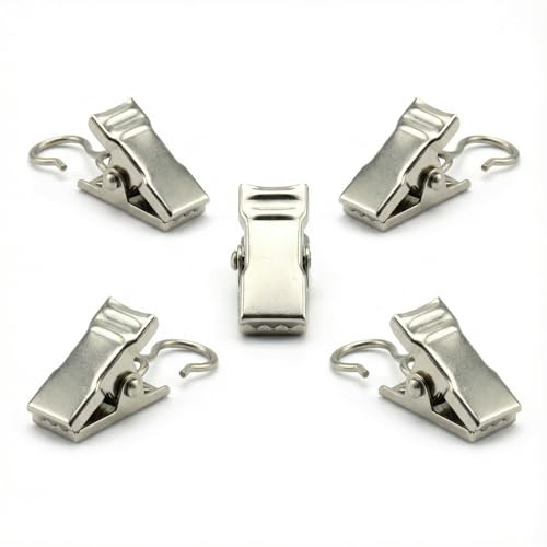 200 pezzi gancio per tenda clip gancio in acciaio inossidabile clip per cortina morsetto in metallo coda asta per cortina tenda fata luce curtain da doccia foto