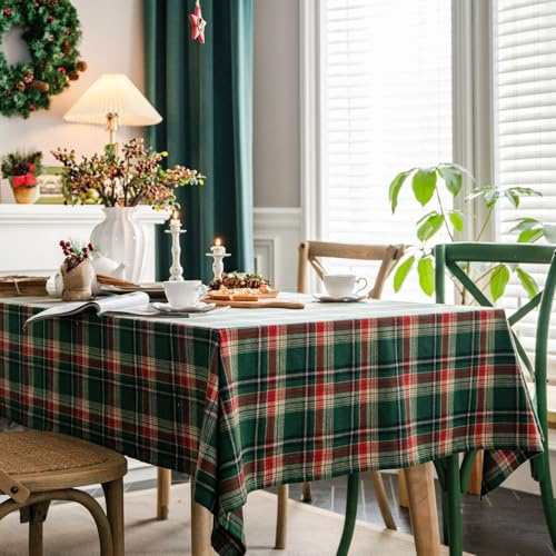 Weihnachten Karierte Tischdecke für Familie Abendessen | Tischdecke Weihnachtstischdecke für Esszimmer Picknick Geburtstag Party Tischdekoration