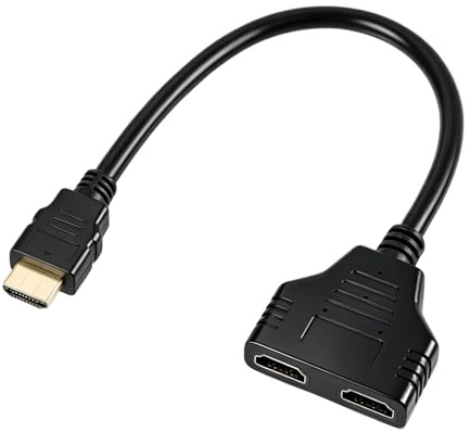 GaxmLou Câble Adaptateur Répartiteur HDMI 1080p Mâle vers Double Femelle, Splitter HDMI avec Câble 30cm, Doubleur Splitter HDM HUB Multi Écran PC, pour TV, Moniteur, Projecteur, Écran LCD et LED