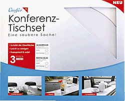 Läufer 32645 Tischset, durchsichtige Unterlage 25x30 cm, rechteckig, kristallblau, für Kaffegedecke, Blumenvasen, Kaffevollautomat, für Konferenzräume, Empfang, Büro und Küche
