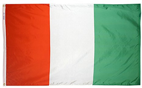 Annin Côte D'Ivoire Drapeau 0,9 x 1,5 m. en Nylon Solarguard NYL-glo 100% Made in USA au Officielle des Nations Unies Motif spécifications Flagmakers. Modèle 194168