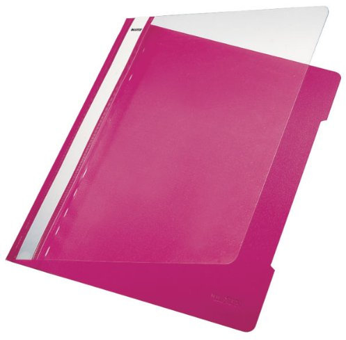 Leitz 4191 Premium PVC Plastik-Hefter Standard, mit transparentem Vorderdeckel (pink, 10)