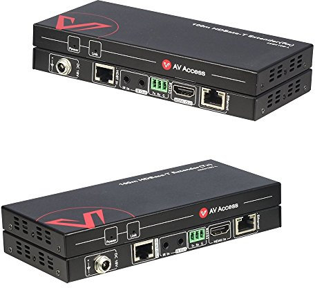 AV Access 100M/330ft (HDBaseT) HDMI Extender with LAN Extension, UHD 4K@60Hz 1080P@120Hz/60Hz, HDR10 and 3D, HDMI over Ethernet Cat5e/6a/7, EDID Management, 2 Way PoE + IR +RS232, HDCP 2.2