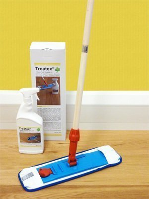 Treatex Wood Floor Cleaning Kit. Microfibre Mop, Handle, & 1 Litre Floor Care Cleaner