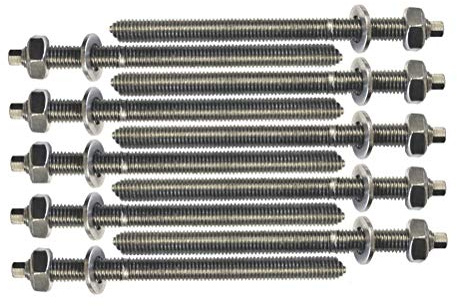 PARCO Lot de 10 barres d'ancrage M12 x 160 mm, en acier inoxydable A4, avec homologation européenne