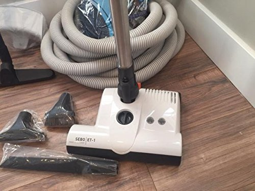 Central Vacuum 35 Ft Hose Accessory Kit Featuring Sebo Carpet Power Head (White ET-1)