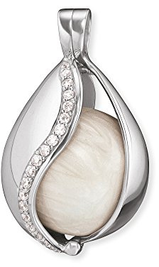 Engelsrufer Damen Himmelsträne Anhänger mit Perlmutt Klangkugel 925er-Sterlingsilber Weiße Zirkonia