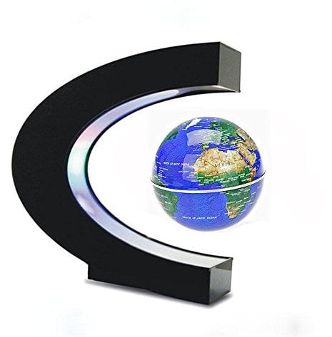Senders Floating Globe With LED Lights C Shape Magnetic Levitation Floating Globe World Map for Desk Decoration (Blue)