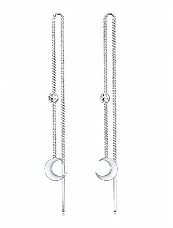 Elli Ohrringe Damen Halbmond Solitär mit Kristall in 925 Sterling Silber