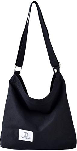 Fanspack Damen-Handtaschen, Hobo-Tasche, Umhängetasche, Schultertasche, mehrere Farben optional (verbesserte Version), Schwarz, M, Einfach, einzigartig