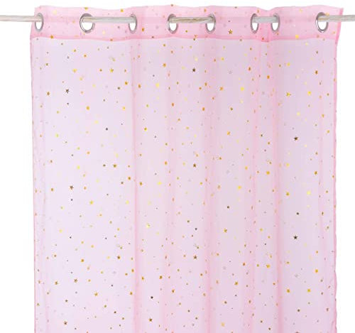 Atmosphera - Voilage Enfant Étoile d'or à Oeillets - Rose 140x250 cm - Rose