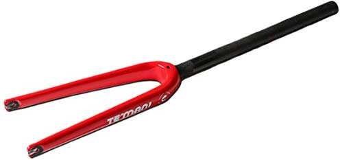 HIOD Forcelle da Bicicletta Fibra di Carbonio Piccola Ruota Bicicletta Forchetta Tubo Dritto Rigido Forchetta,Red-A,16-inch