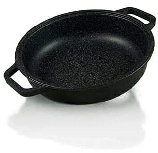 Risoli Tegame 2 Manici BLACKplus® Alluminio PRESSOFUSO Antiaderente El Diamant Ultra Resistente FRYPAN Made Italy Cm 24 + Presine Silicone