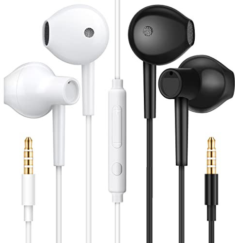 MAS CARNEY 【2 Paar】 WH8 kopfhörer mit Kabel, Semi in Ear ohrhörer mit Kabel, kopfhörer für Laptop, MP3/MP4-Player, ipad, Honor 6X/7X/8X/9/10, Huawei, Samsung Galaxy S6/S7/S8, Redmi Note 8/9 usw Handy