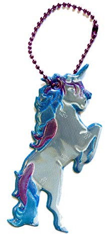 Reflektoranhänger * LUNABELLE Einhorn * für bessere Sichtbarkeit im Straßenverkehr | Bis 100m Sichtbar | Reflektor beidseitig Bedruckt | Für Schüler und Kinder im Dunklen