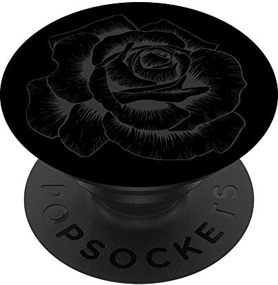 PopSockets Fingerhalterung Handy Schwarze Rose PopSockets mit austauschbarem PopGrip