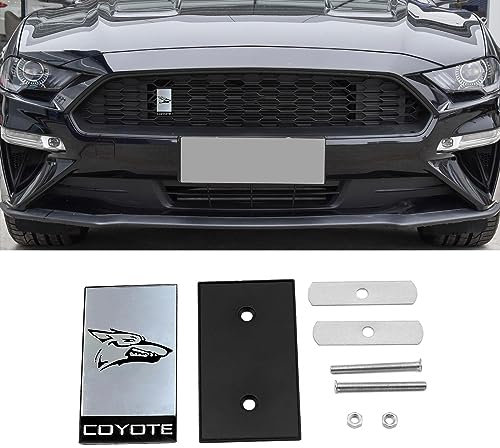 Forten Kingdom 1 x Coyote-Logo aus Metall, silber- und schwarz, passend für Auto-Frontgitter, Kühlergrill, Motorhaube, Emblem mit Schraub-Symbol (Silber)