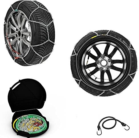 SCHNEEKETTE 225/50-17 FELGENDICKE 17 (18) Paar Kette 9MM FÜR Auto KOMPAKTES GEWEBE FÜR Reifen Reifen RÄDER STRASSEN NOTWAGEN TÜV ZUGELASSEN ÖSTERREICH