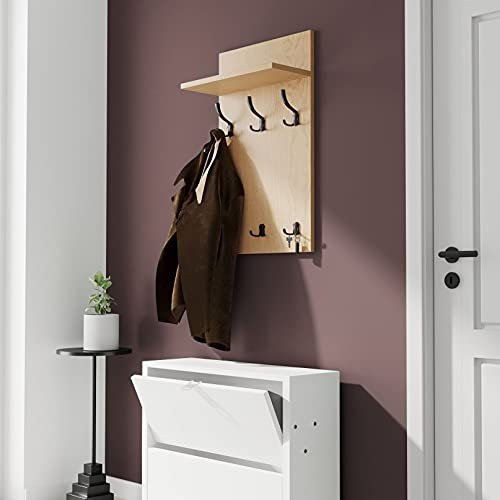 AKKE 80x50 | MEDI Garderobenpaneel Wandgarderobe Garderobe Wandpaneel Kleiderstange SCHWARZ | EICHE HELL
