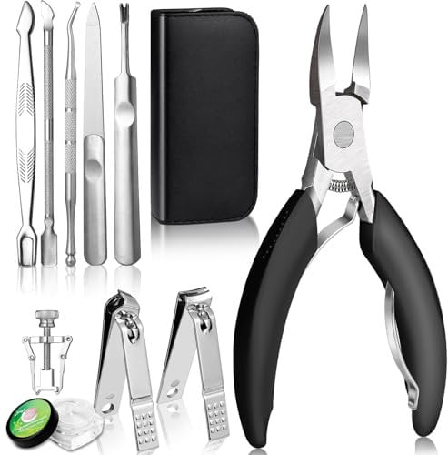 16 PCS Toe Nail Clipper, Modacraft Sharp Toenail Clippers Kits for Thick Nails, Professional Ingrown Toenail Treatment with Toenails Trimmer, Stainless Steel Nipper, Nail File for Men Women Gift