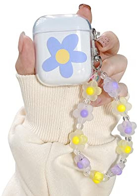 Fycyko Kompatibel mit AirPods Hülle,Süßes Muster Transparent Blumen für Mädchen Frau Glatte Weiche TPU Stoßfest Schutzhülle für Airpods 2 und Airpods 1-Lila-1