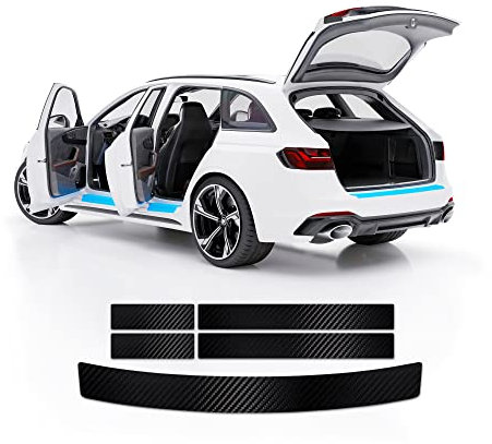 Blackshell® Basic Lackschutz Set kompatibel mit Seat Leon ST (Kombi) | Typ 5F | Bj. 2013-2020 Carbon Matt - passgenauer Ladekantenschutz, Einstiegsleisten inkl. Profi Rakel