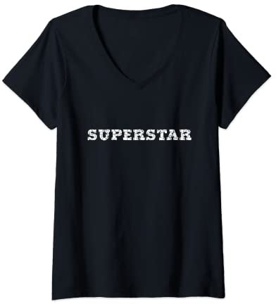 Donna Superstar Fun College Maglietta con Collo a V