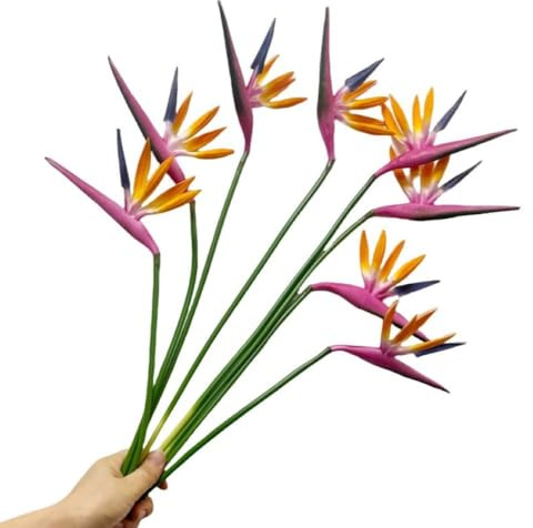 Corkwaw Künstliche Blumen, Paradiesvogel, 53,8 cm, Grün, 8 Stück | Für Zuhause, Garten, Büro, Veranda, Hochzeitsdekorationen (lila)