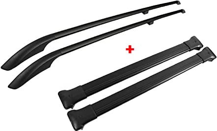 Dachreling + Dachträger für VW Caddy 2003-2015 L2 Langer Radstand Alu Schwarz 4X