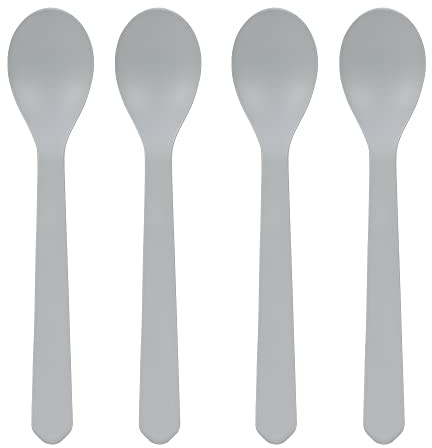 LÄSSIG Kinderbesteck Kinderlöffel Set 4-teilig ohne Melamin, BPA-frei, aus Biokomposit/Spoon Set 4 pcs Geo, grey-blue