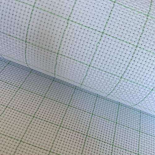 14CT Easy Count Thread Grid Aida Cloth Stickerei Kreuzstich Stoff, Grünes Gitter, 150 x 100cm