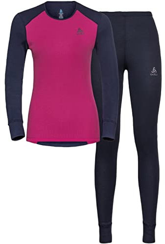 Odlo Damen Funktionsunterwäsche Set ACTIVE WARM ECO, dark sapphire - beetroot purple, L