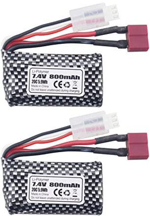 2PCS 7.4V 800mAh T-plug Lithium Battery for YC100 HM161 HM162 HM166 HM201 9145 RC Toy Car RC 4WD High Speed Off-Road RC Car