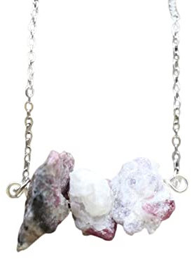 Collana Di Pietra Naturale, Collana Di Pietra Elegante Unisex, Ciondolo Di Pietra Preziosa Fortunata, Tormalina Rosa Pietra Naturale Pepita Grezza Catene D'Argento Boho Ciondolo Regali, Rosa, Taglia