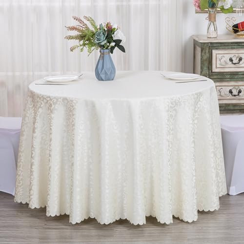 FANIVIN Polyester Tischdecke Tischtuch Tischwäsche Couchtisch Küchentischabdeckung Tafeltuch Rund Beige Durchmesser 260CM