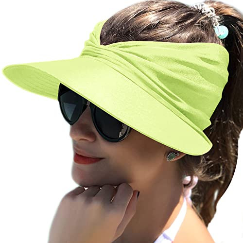Baynetin Visera Mujer, Anti UV Gorra, Plegable Sombrero De Playa, Deportiva Protección UV, Duplica Protección de Piel, Sombrero de Sol para Juego, Deportivas para Exteriores (Verde Fluorescent)