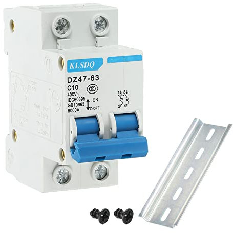 sourcing map Leitungsschutzschalter Niederspannung AC 10A 400V 2 polig DIN DZ47-63 C10