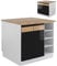 Vicco Isla de Cocina Fame-Line, Roble Negro Alto Brillo/Blanco, 90 cm Sin encimera
