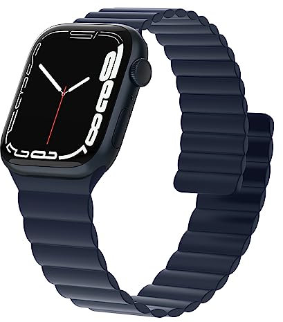 Tuocal Magnetarmband Kompatibel mit Apple Watch Ultra 2 Armband 46mm(Series 10) 49mm 45mm 44mm 42mm, Silikon Magnetisch Loop Ersatzband für iWatch Ultra Series 10 9 8 7 6 5 4 3 2 1 SE, Blau