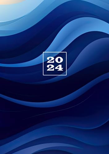 2024: 1 Woche auf 2 Seiten Kalenderbuch | Wochenplaner A5 Taschenkalender | Terminkalender Planer | Organizer Terminplaner | Buchkalender Jahresplaner | Wochenkalender Abstrakt Blau